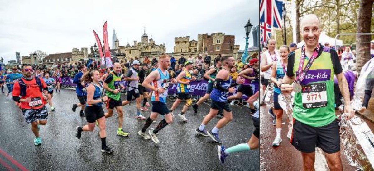 Montage of Glyn Hassall's 2023 London Marathon for Whizz-Kidz