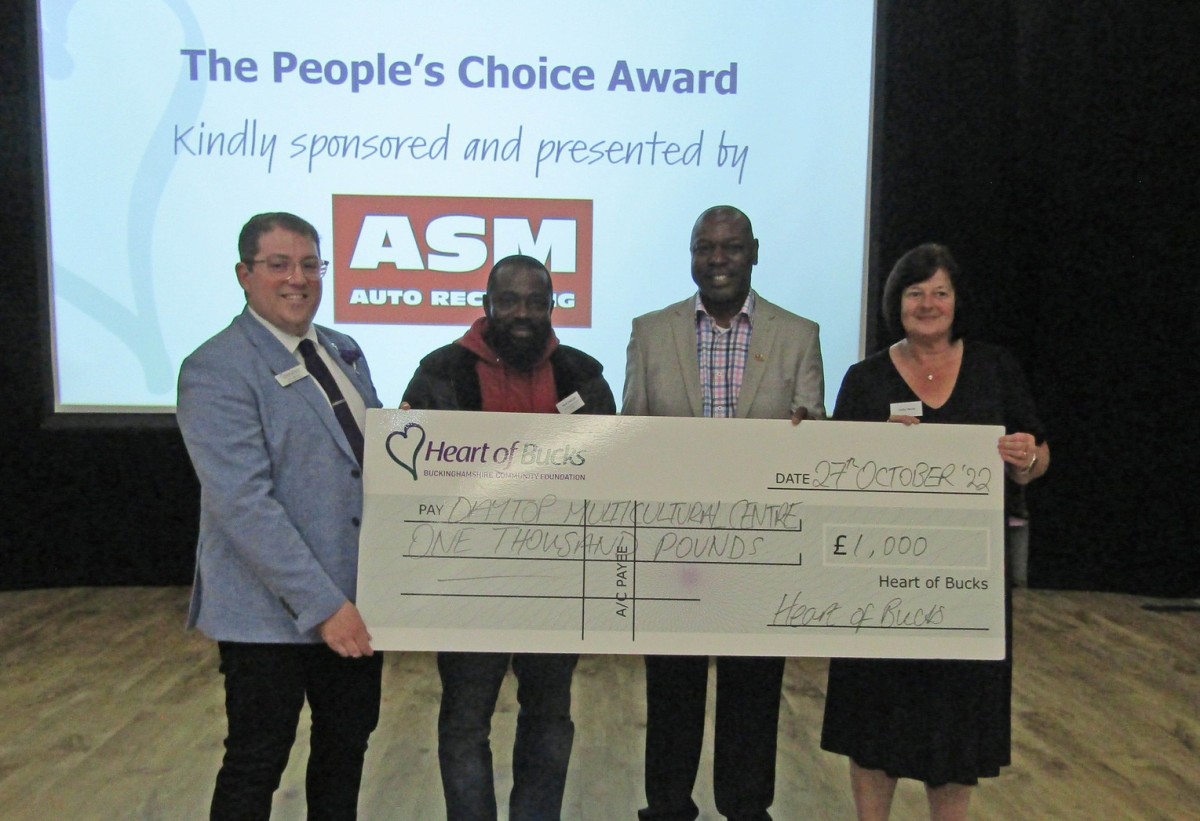 Heart Of Bucks People's Choice Daytop ASM cheque presentation