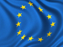 Cropped image of EU flag. Photo by Yanni Koutsomitis