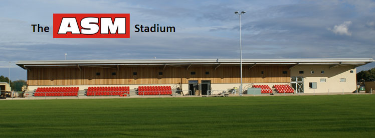 Pitchside panoramic view of The ASM Stadium in Thame