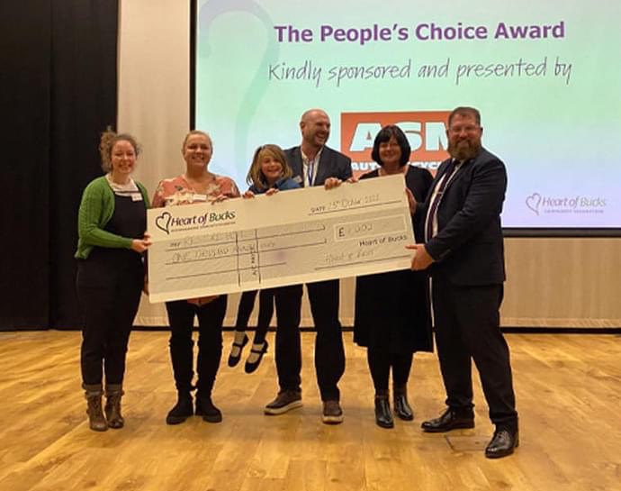 Heart Of Bucks People's Choice Restore Hope ASM cheque presentation